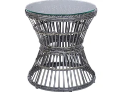 Balkonset Rattan Taupe Auflagen Dunkelgrau Mesyna
