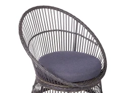 Balkonset Rattan Taupe Auflagen Dunkelgrau Mesyna