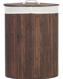 Bamboo Basket With Lid Dark Wood Matara