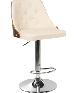 Barhocker Beige / Dunkler Holzfarbton Hohenverstellbar 2Er Set Vancouver
