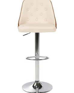 Barhocker Beige / Dunkler Holzfarbton Hohenverstellbar 2Er Set Vancouver