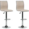 Barhocker Kunstleder Beige Hohenverstellbar 2Er Set Lucerne