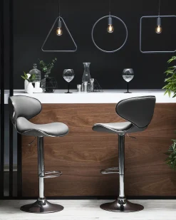 Barhocker Kunstleder Grau Hohenverstellbar 2Er Set Conway