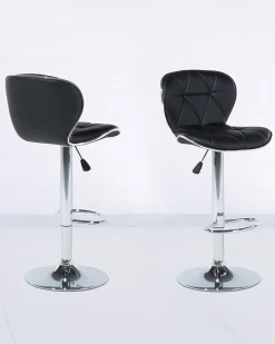 Barhocker Kunstleder Schwarz Hohenverstellbar 2Er Set Valetta