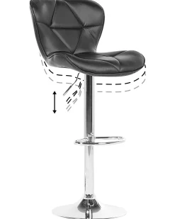 Barhocker Kunstleder Schwarz Hohenverstellbar 2Er Set Valetta