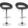 Barhocker Kunstleder Schwarz Hohenverstellbar 2Er Set Peoria
