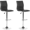 Barhocker Kunstleder Schwarz Hohenverstellbar 2Er Set Lucerne