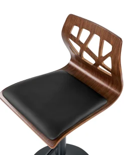 Barhocker Kunstleder Schwarz / Dunkler Holzfarbton Hohenverstellbar Petersburg Ii