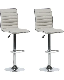 Barhocker Polsterbezug Beige Hohenverstellbar 2Er Set Lucerne