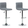 Barhocker Polsterbezug Grau Hohenverstellbar 2Er Set Orlando