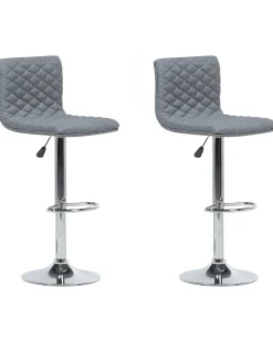 Barhocker Polsterbezug Grau Hohenverstellbar 2Er Set Orlando