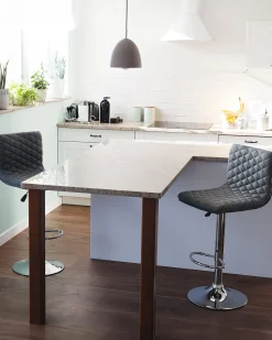 Barhocker Polsterbezug Grau Hohenverstellbar 2Er Set Orlando