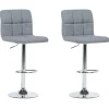 Barhocker Polsterbezug Grau Hohenverstellbar 2Er Set Marion
