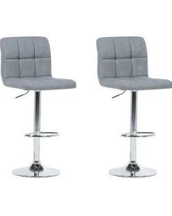 Barhocker Polsterbezug Grau Hohenverstellbar 2Er Set Marion