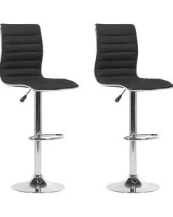Barhocker Polsterbezug Schwarz Hohenverstellbar 2Er Set Lucerne