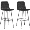 Barhocker Rattan Schwarz 2Er Set Cassita
