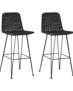 Barhocker Rattan Schwarz 2Er Set Cassita