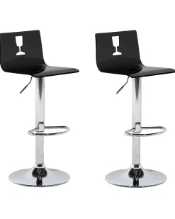 Barhocker Transparent Schwarz Hohenverstellbar 2Er Set Busan