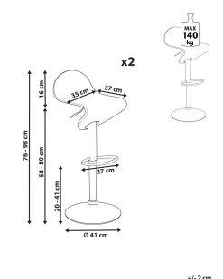 Barhocker Weis Hohenverstellbar 2Er Set Liverpool