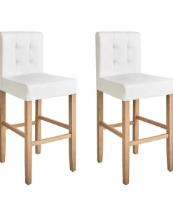 Barstuhl Kunstleder / Kiefernholz Weis 2Er Set Madison