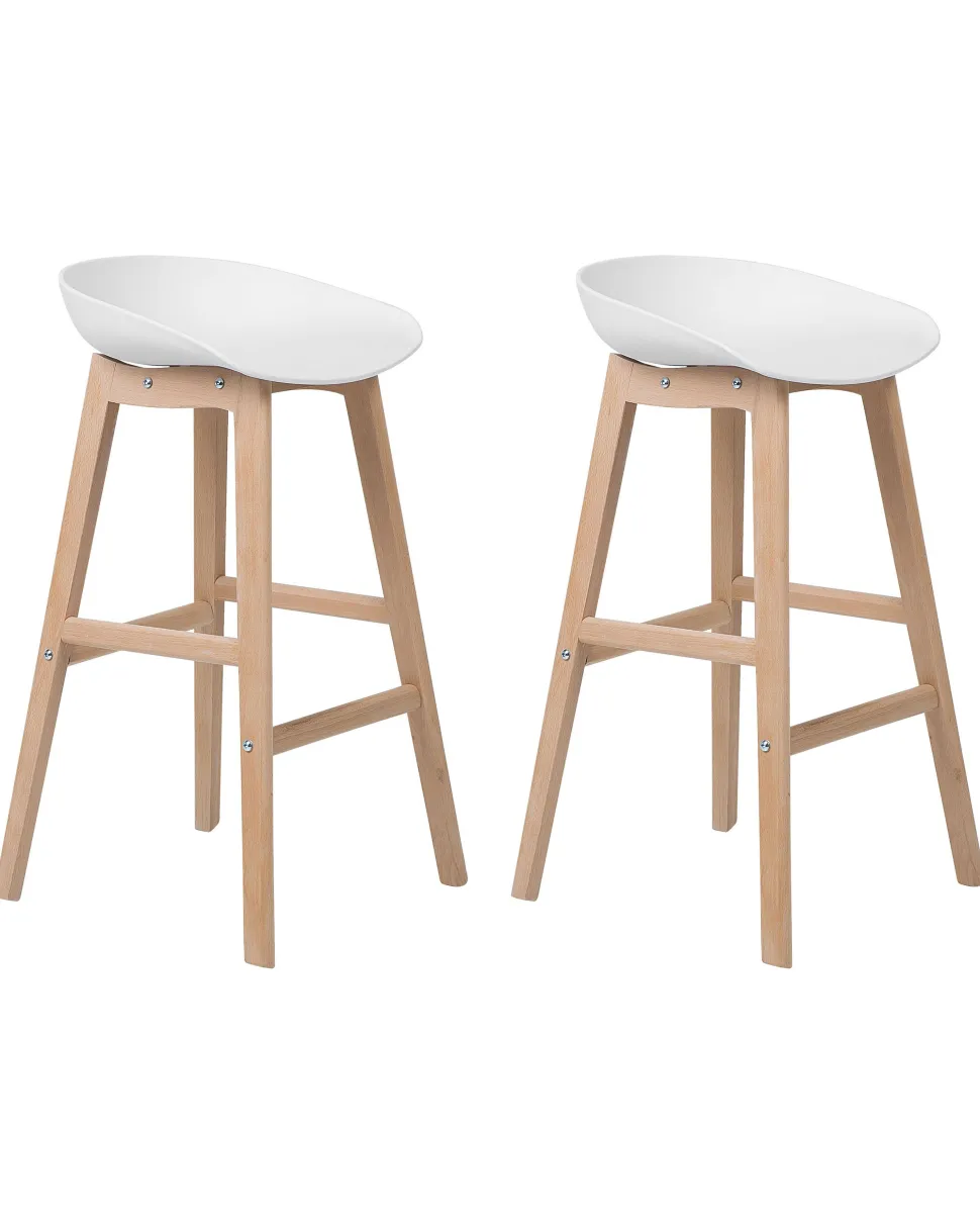 Barstuhl Kunststoff / Buchenholz Weis 2Er Set Micco