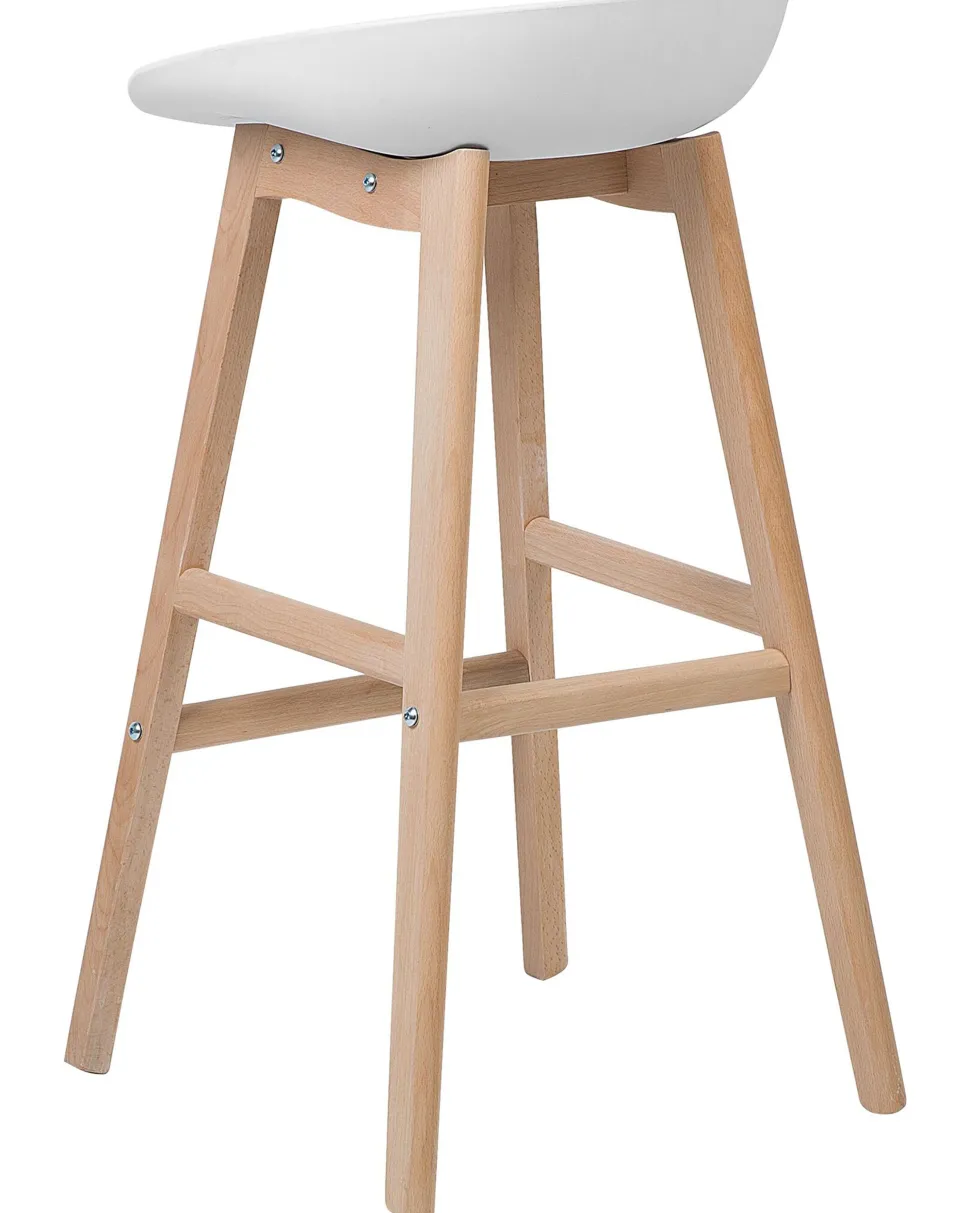 Barstuhl Kunststoff / Buchenholz Weis 2Er Set Micco