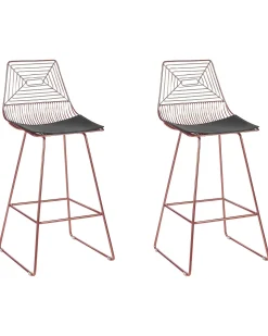 Barstuhl Metall / Kunstleder Rosegold 2Er Set Bisbee