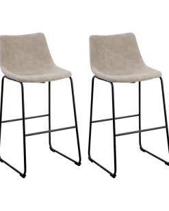 Barstuhl Polsterbezug Beige / Schwarz 2Er Set Franks