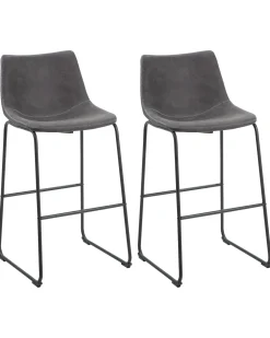 Barstuhl Polsterbezug Dunkelgrau / Schwarz 2Er Set Franks