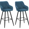 Barstuhl Polsterbezug Seeblau / Schwarz 2Er Set Darien