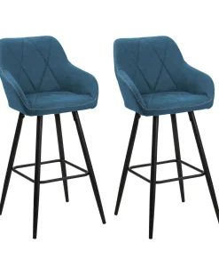 Barstuhl Polsterbezug Seeblau / Schwarz 2Er Set Darien