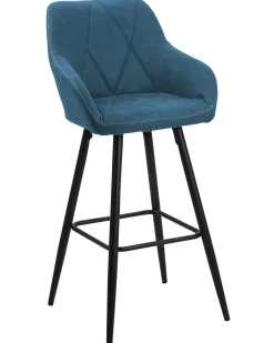 Barstuhl Polsterbezug Seeblau / Schwarz 2Er Set Darien