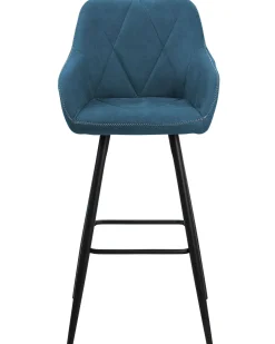 Barstuhl Polsterbezug Seeblau / Schwarz 2Er Set Darien