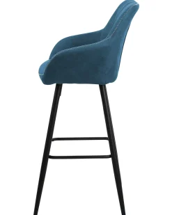 Barstuhl Polsterbezug Seeblau / Schwarz 2Er Set Darien
