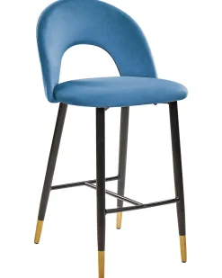 Barstuhl Samtstoff Blau 2Er Set Falton