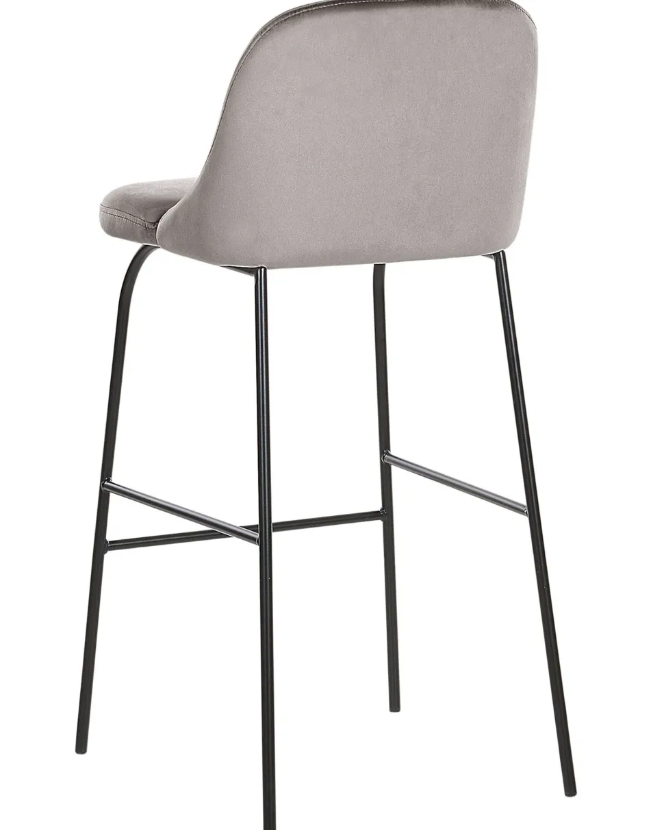 Barstuhl Samtstoff Grau / Schwarz 2Er Set Nekoma