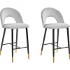 Barstuhl Samtstoff Grau 2Er Set Falton