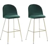 Barstuhl Samtstoff Grun / Gold 2Er Set Arcola