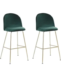 Barstuhl Samtstoff Grun / Gold 2Er Set Arcola