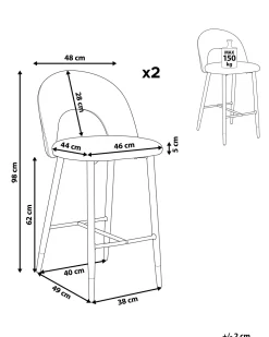 Barstuhl Samtstoff Korallenrot 2Er Set Falton