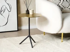 Beistelltisch Aluminium Gold / Schwarz Rund O 36 Cm Eravur