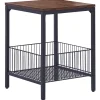 Beistelltisch Dunkler Holzfarbton / Schwarz Quadratisch 40 X 40 Cm Kenner