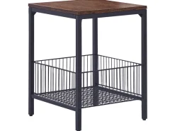 Beistelltisch Dunkler Holzfarbton / Schwarz Quadratisch 40 X 40 Cm Kenner