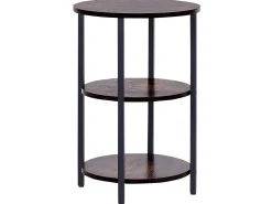 Beistelltisch Dunkler Holzfarbton / Schwarz Rund 40 Cm Tolar