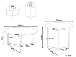 Beistelltisch 2Er Set Dunkler Holzfarbton / Schwarz Rund Tippo