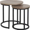 Beistelltisch 2Er Set Dunkler Holzfarbton / Schwarz Rund Dixie