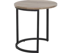 Beistelltisch 2Er Set Dunkler Holzfarbton / Schwarz Rund Dixie