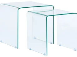 Beistelltisch 2Er Set Glas Transparent Rechteckig Kendall