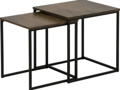 Beistelltisch 2Er Set Holzoptik Dunkelbraun / Schwarz Quadratisch Denny