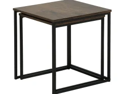 Beistelltisch 2Er Set Holzoptik Dunkelbraun / Schwarz Quadratisch Denny
